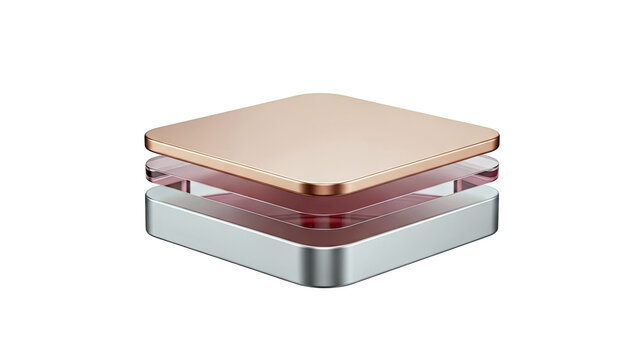 Layered Square Object with Metallic and Transparent Materials