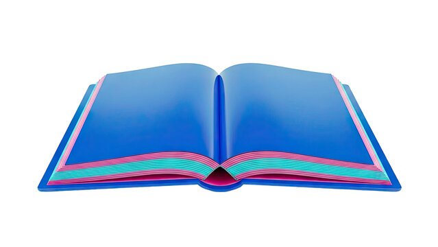 Open Book with Blue Covers and Multicolored Pages