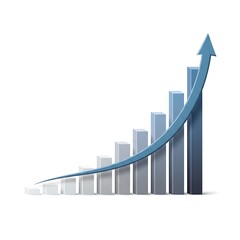 Ascending business bar graph illustrating growth progress and positive financial market trends