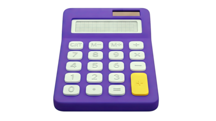 Purple Calculator with White and Yellow Buttons