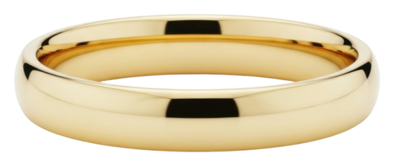 Elegant gold wedding band jewelry store product showcase isolated on transparent background