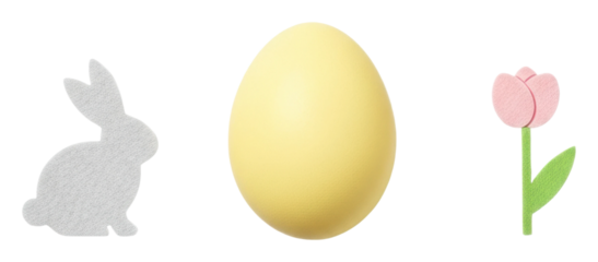 Easter celebration bunny egg and flower decorations in springtime isolated on transparent background