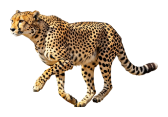 Cheetah sprinting in the wild animal action isolated on transparent background