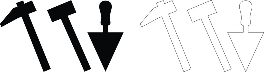 Labors day icon Hand drawn vector illustration of a business concept featuring a set of brushes and arrows with black stick figure icons and person silhouette design symbols