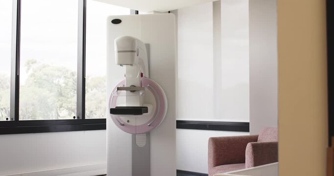 Mammography unit is staying put as camera is shifting and exposure is adjusting to reveal window