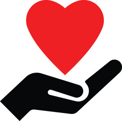 A woman holding a red heart shape in her hands as a romantic symbol of love and health care for a Valentine gift design