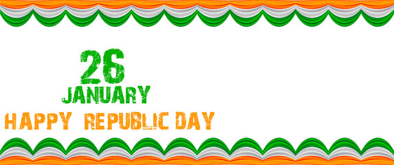 26 January Happy Republic Day of India Background with Tricolor Decoration
