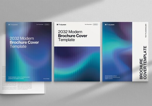 Brochure Cover Template with Creative Abstract Glass Ripple Texture Effect in Red Green Gradient Hue