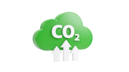 Green CO2 Cloud with Upward Arrows