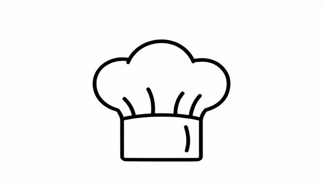 White Chef Hat Bouncing Animation Flat Design Restaurant Icon