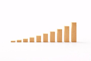 Long Term Financial Growth Represented by Natural Wooden Blocks