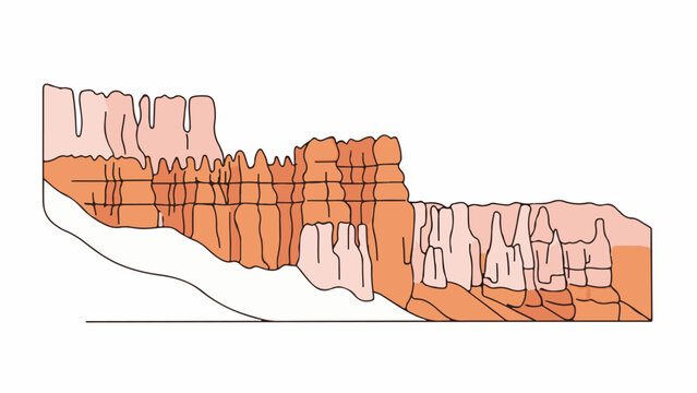 Stylized geological cross-section showing hoodoos and stratified rock layers