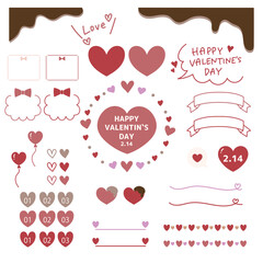 バレンタインデーの手描きあしらい素材セット