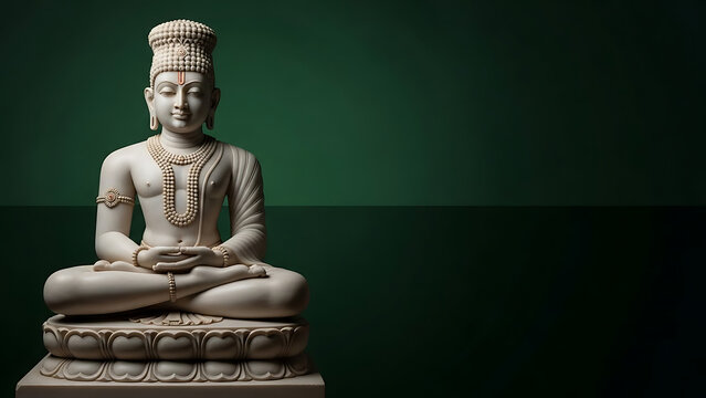 Serene statue of jain tirthankara in meditation pose