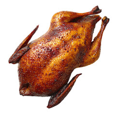 Roasted goose with crispy skin, isolated on transparent background
