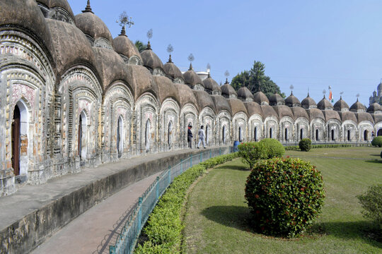 historic 108 shiva temple or 'naba kailash temple' complex with circular rows of identical temples