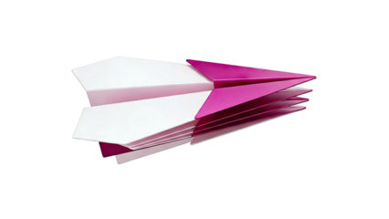 Pink and magenta layered paper airplane