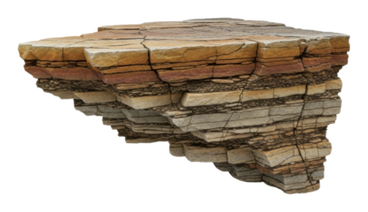 Rocky cliff formation natural landscape geological structure view isolated on transparent background