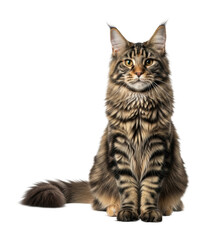 Naklejka premium Playful maine coon cat portrait home isolated on transparent background