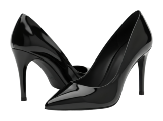 Fashion-forward black high heels elegant side view inspiration isolated on transparent background