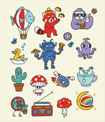 Fototapeta premium illustration asset of funny cartoon monsters