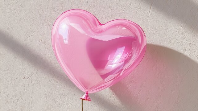 Pink heart balloon encased in clear bubble for love, romance, and valentine's day celebrations against background a solid