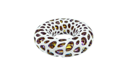 Abstract Torus with Perforated Shell and Iridescent Interior