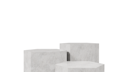 Minimalist Concrete Pedestals Against Black Background