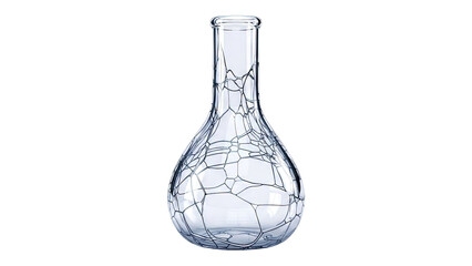 Cracked glass flask with intricate web pattern