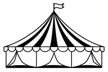 circus tent set silhouette line art vector illustration