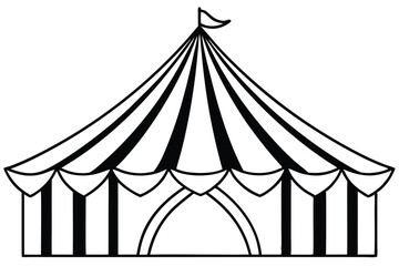 circus tent set silhouette line art vector illustration