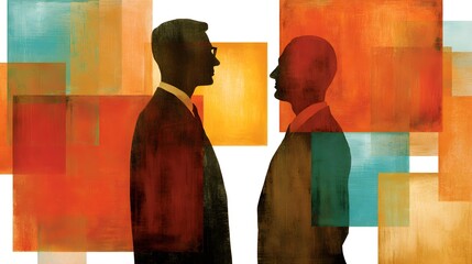 innovation artwork featuring transparent interfaces floating around calm strategic thinkers