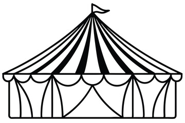 circus tent set silhouette line art vector illustration