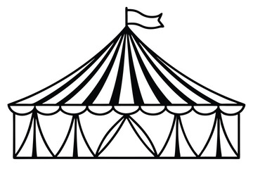 circus tent set silhouette line art vector illustration