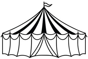 circus tent set silhouette line art vector illustration