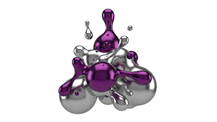 Abstract Metallic Droplets in Purple and Silver