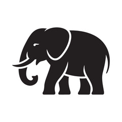 Obraz premium a black silhouette of an elephant on a white background