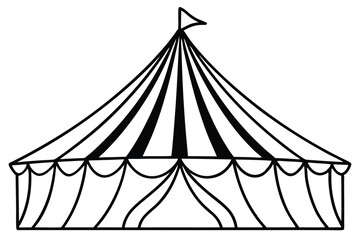 circus tent set silhouette line art vector illustration