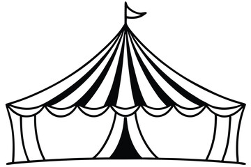 circus tent set silhouette line art vector illustration