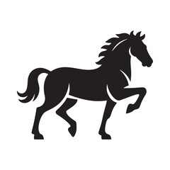Elegant black horse silhouette displaying a dynamic reared up stance