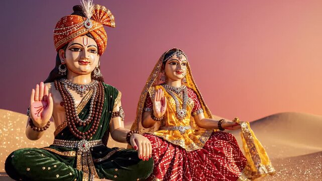 Traditional Wooden Isar and Gangaur Idols for Rajasthan Festival