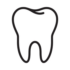 Simple black outline illustration of a human tooth health and dental care