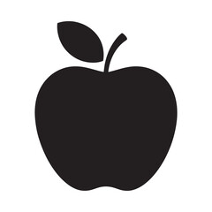 Fototapeta premium Simple black and white illustration depicting a single round apple with a leaf