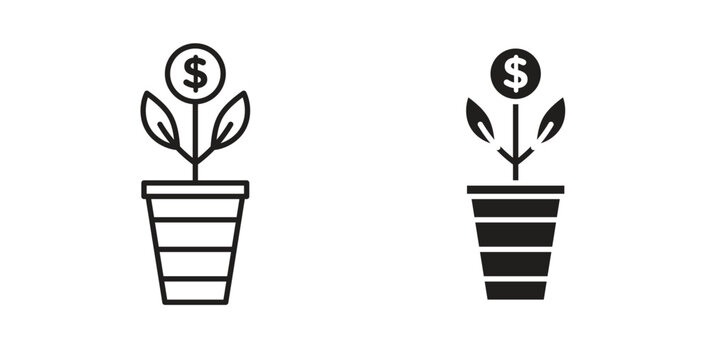 Investment tree icons. Outline icons vector collection. flat illustrations