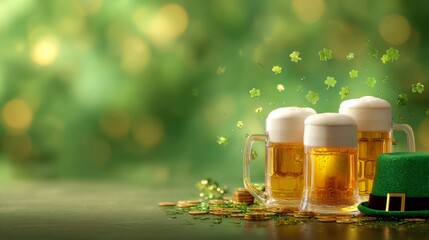 St. Patrick’s Day Party Promotion Background, Beer and Green Theme