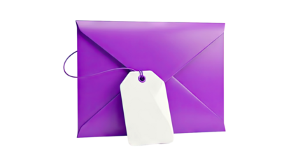 Purple Envelope with a Blank White Tag