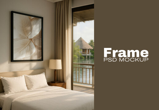Elegant Bedroom Frame Mockup PSD