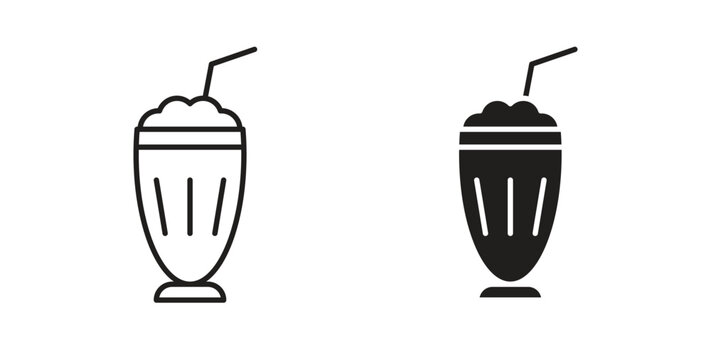 Milk shake icons. Outline icons vector collection. flat illustrations