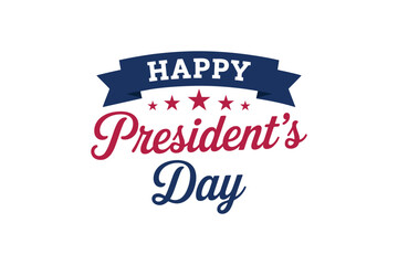 Happy Presidents Day Banner with Stars and Ribbon