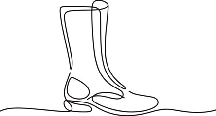 Boot in continuous line art drawing style.one line vector illustration with out background